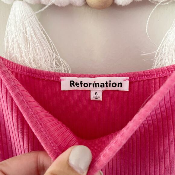 NEW Reformation Cosmo Rib Knit Maxi Dress Slim Fit Glam Snapdragon Size Small - Picture 4 of 5